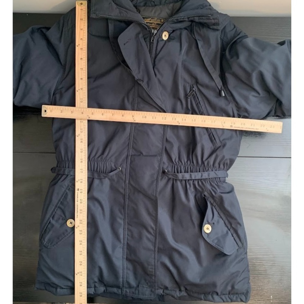 Vintage Eddie Bauer Premium Goose Down Black Winter Coat Puffer Women's Medium - Picture 15 of 16